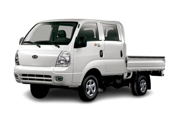 Kia K2700 blanc avec benne disponible à la location à Huahine