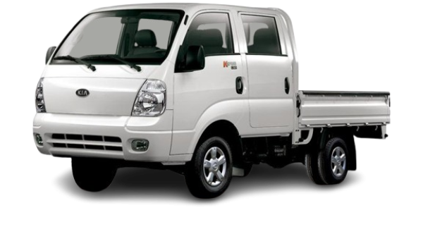 Kia K2700 blanc avec benne disponible à la location à Huahine